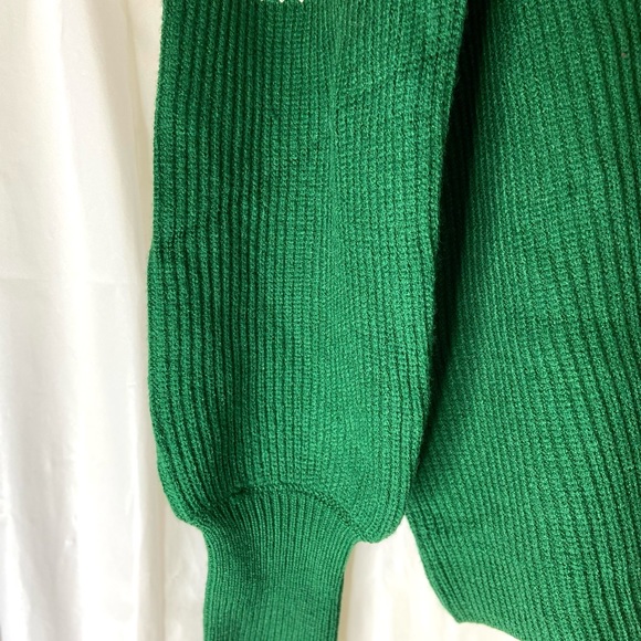 Green and cream mock turtleneck viscose blend long sleeve sweater SZ XL NWOT - Picture 4 of 6
